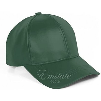 Baseball Caps Genuine Cowhide Leather Adjustable Baseball Cap Made in USA - Hunter Green - CJ11XLMEBYR $23.78