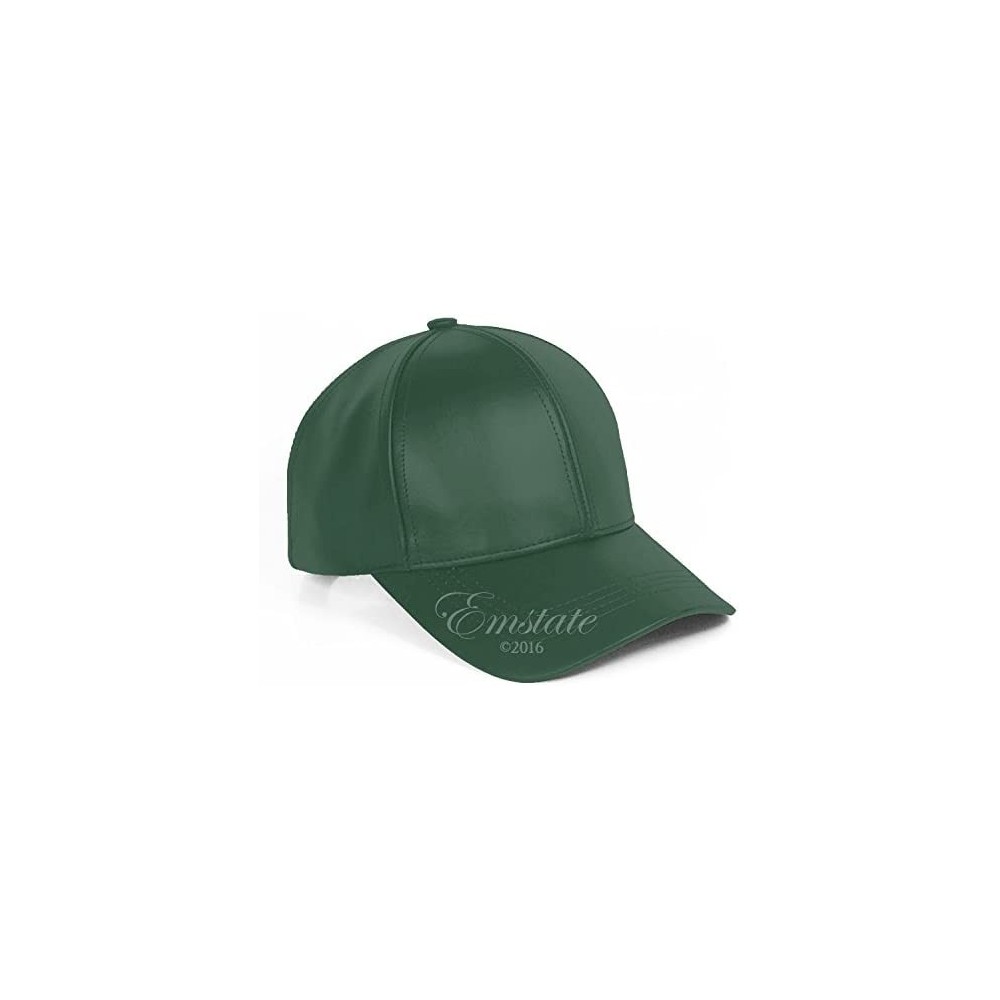 Baseball Caps Genuine Cowhide Leather Adjustable Baseball Cap Made in USA - Hunter Green - CJ11XLMEBYR $23.78