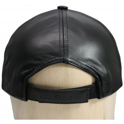 Baseball Caps Genuine Cowhide Leather Adjustable Baseball Cap Made in USA - Hunter Green - CJ11XLMEBYR $23.78