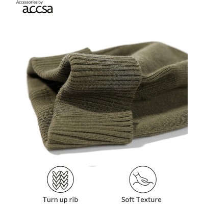 Skullies & Beanies Men Classic Beanie Warm Winter Soft 100% Cotton Knit Cuff Hat - Olive Green - CB194QSEN09 $9.43