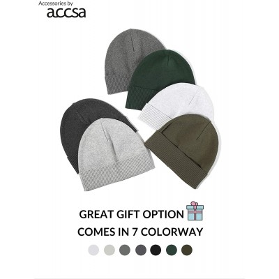 Skullies & Beanies Men Classic Beanie Warm Winter Soft 100% Cotton Knit Cuff Hat - Olive Green - CB194QSEN09 $9.43