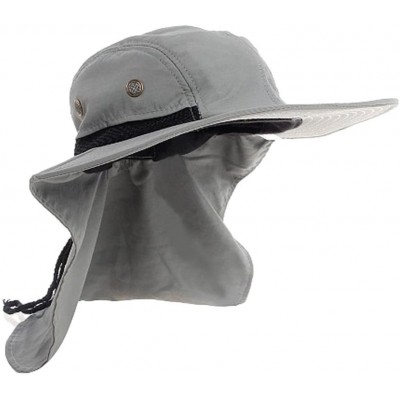 Skullies & Beanies UV Protection Outdoor Sun Hat Safari Fishing Hat with Neck Flap Ear Cover Wide Brim Sun Cap - Grey - CG12N...