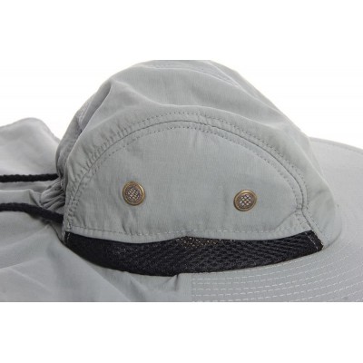 Skullies & Beanies UV Protection Outdoor Sun Hat Safari Fishing Hat with Neck Flap Ear Cover Wide Brim Sun Cap - Grey - CG12N...