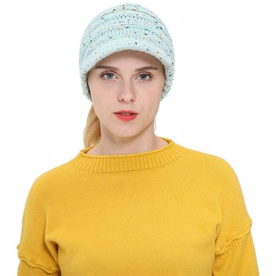 Skullies & Beanies Women Winter Ponytail Turban Hat Knit Baseball Cap Earmuffs Beanie Hat - Blue - CT18KNGDIOR $10.93