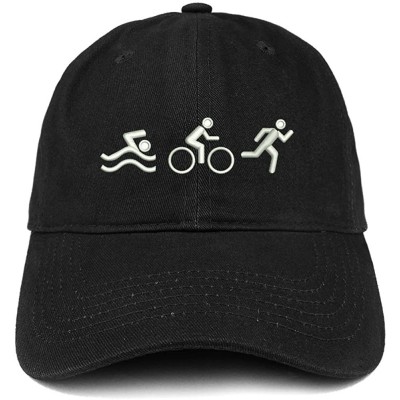 Baseball Caps Triathlon Quality Embroidered Low Profile Brushed Cotton Dad Hat Cap - Black - CH184YIEX67 $14.42