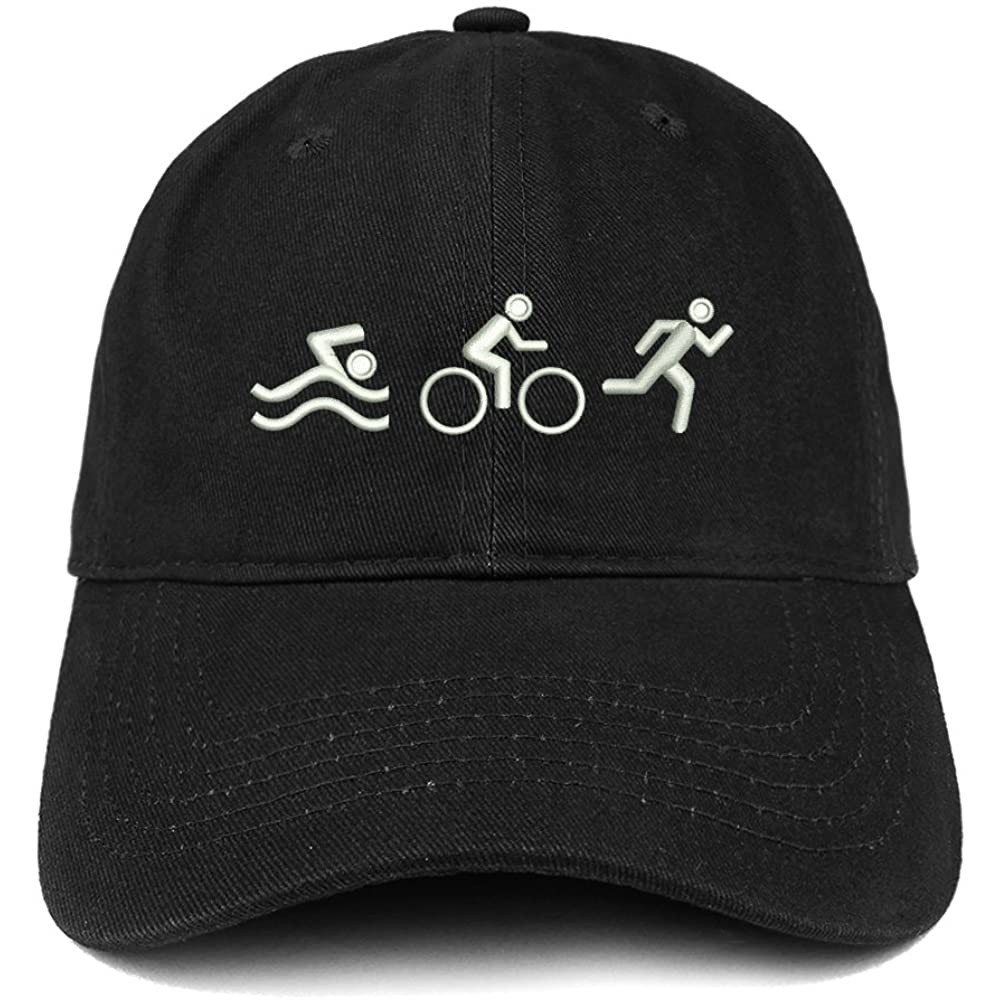Baseball Caps Triathlon Quality Embroidered Low Profile Brushed Cotton Dad Hat Cap - Black - CH184YIEX67 $14.42