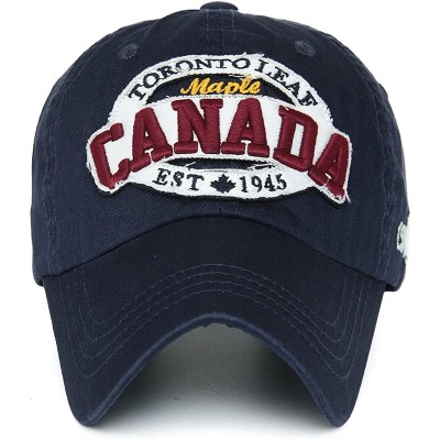 Baseball Caps Unisex Vintage Trendy Baseball Cap Trucker Hat Golf Travel Hip Hop Canada Flag Maple - Navy - CV11A159TRZ $13.17