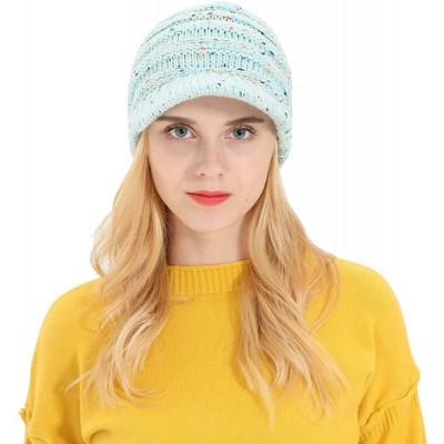 Skullies & Beanies Women Winter Ponytail Turban Hat Knit Baseball Cap Earmuffs Beanie Hat - Blue - CT18KNGDIOR $10.93