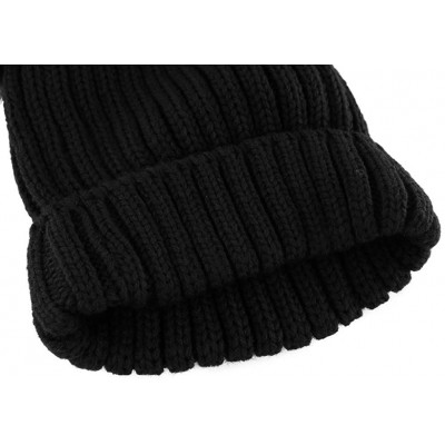 Skullies & Beanies Two Pom Pom Hat Lovely Beanie Winter Warm Knit Hats Slouchy Beanie for Women - Black - C51886KKORT $9.50