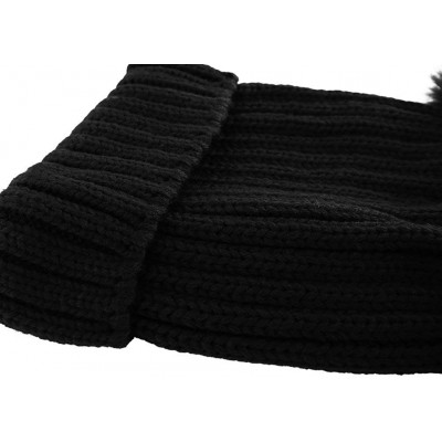 Skullies & Beanies Two Pom Pom Hat Lovely Beanie Winter Warm Knit Hats Slouchy Beanie for Women - Black - C51886KKORT $9.50