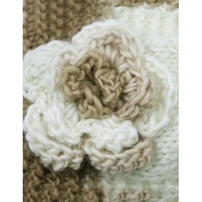 Headbands Women's Winter Wide Knit Headband - Flower - Khaki/Gray/White - CO11QWMINVP $11.92