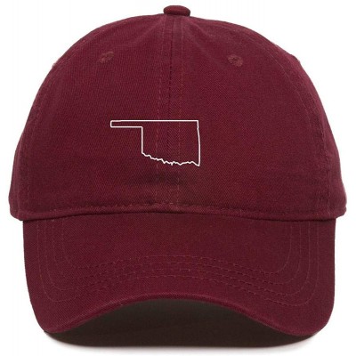 Baseball Caps Oklahoma Map Outline Dad Baseball Cap Embroidered Cotton Adjustable Dad Hat - Burgundy - CD18ZO3SLZ5 $13.00