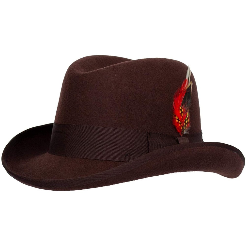 Fedoras 9th Street Charles Firm Felt Homburg Godfather Hat 100% Wool - Brown - CW18GG84MMG $59.02