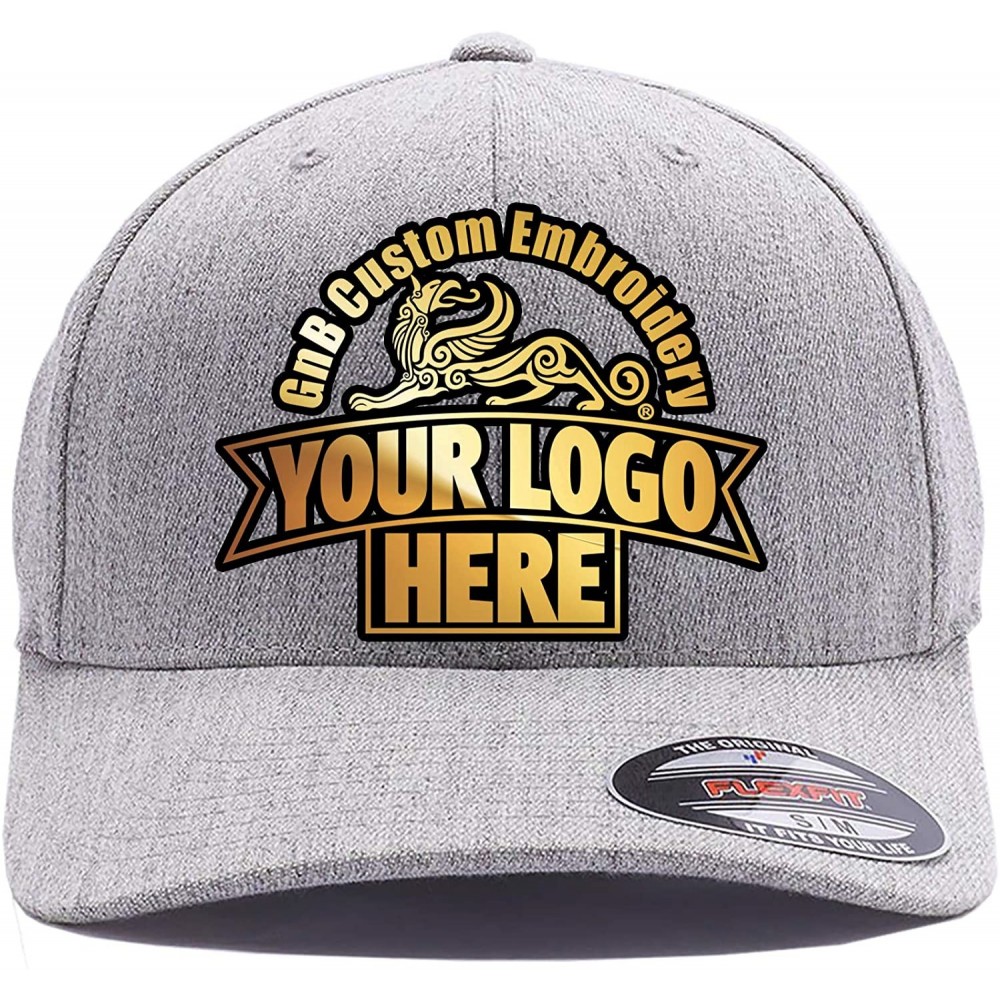 Visors Custom Hat 6277 and 6477 Flexfit caps Embroidered. Place Your Own Logo or Design - Heather - C5188XZ220D $26.46