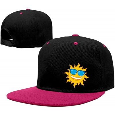 Skullies & Beanies Summer Sun Wearing Sunglasses Solid Flat Bill Snapback Baseball Cap Hip Hop Unisex Custom Hat. - Pink - CJ...