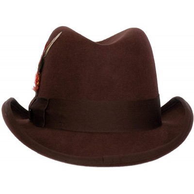 Fedoras 9th Street Charles Firm Felt Homburg Godfather Hat 100% Wool - Brown - CW18GG84MMG $59.02