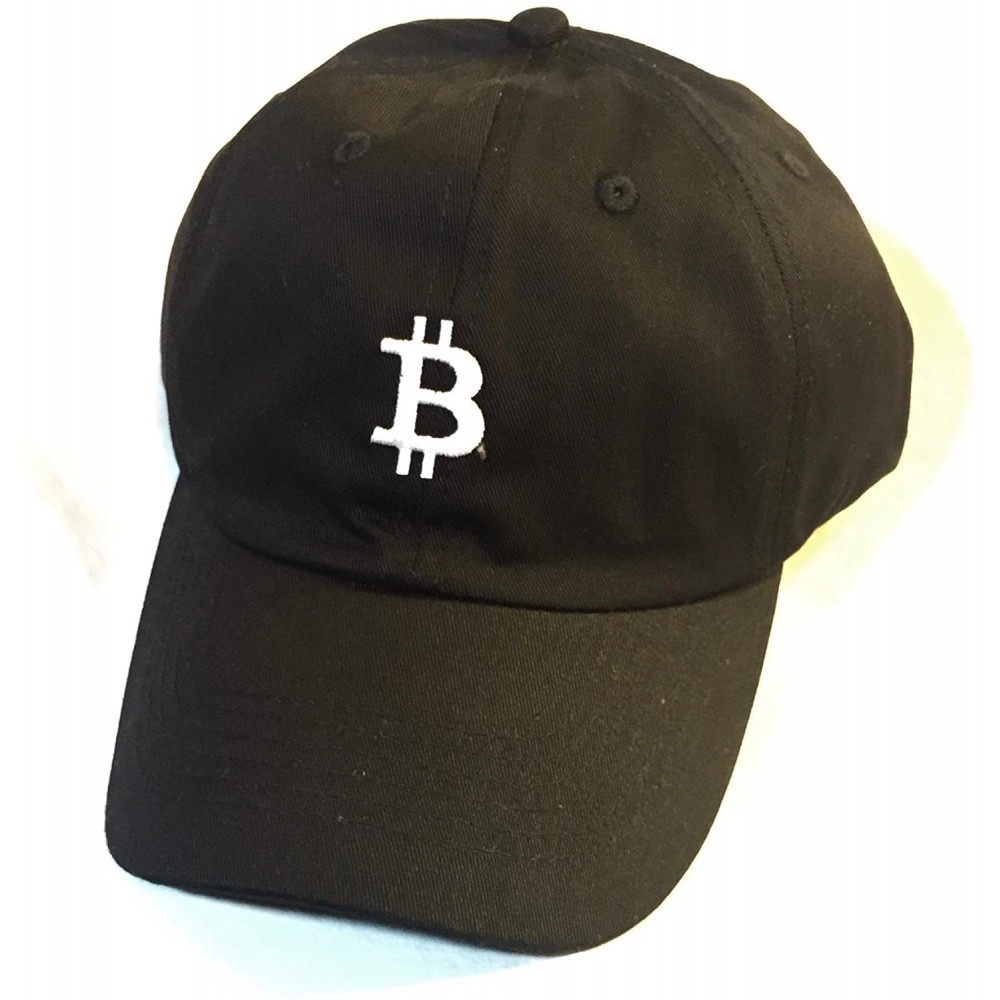 Baseball Caps Black Bitcoin Adjustable Embroidered Hat - CQ1880KAZL6 $22.09