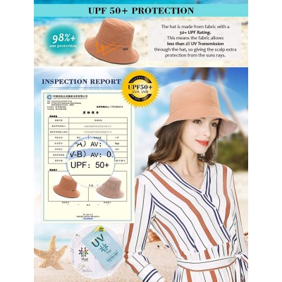 Bucket Hats Packable Bucket for Women Men with String Sun Hat SPF 50 Fishing Summer Beach Travel Cap 56-60cm - Caramel_00302 ...