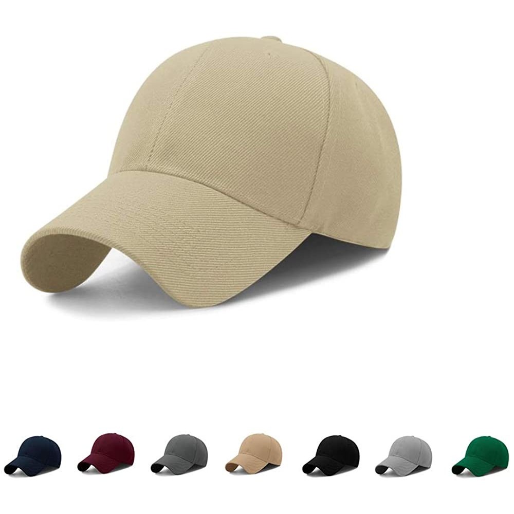 Baseball Caps Baseball Cap Casual Adjustable Plain Baseball Hat for Men Women Dad Tucker Ball Cap - 1 Pcs Khaki - CH192W4K0AZ...