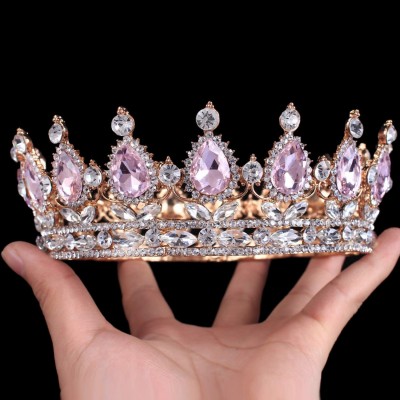 Headbands Elegant Crystal Bridal Princess Crown Classic Gold Queen Tiaras-gold green - gold green - C918WU52X4U $30.00
