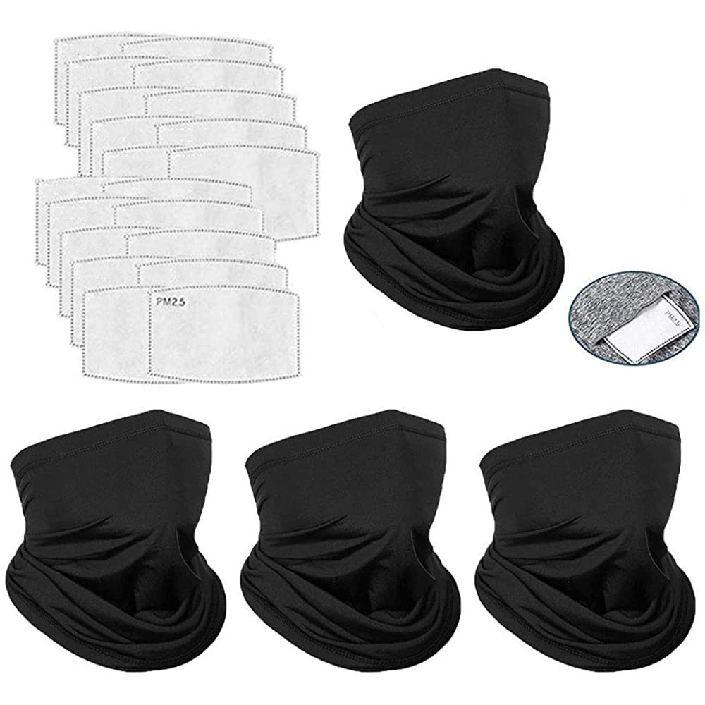 Balaclavas 6 Pieces Neck Gaiter Face Mask- Breathable Bandana Balaclava Elastic Seamless Sunscreen - 4 Black+ 20 Filters - CM...