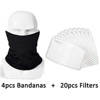 Balaclavas 6 Pieces Neck Gaiter Face Mask- Breathable Bandana Balaclava Elastic Seamless Sunscreen - 4 Black+ 20 Filters - CM...