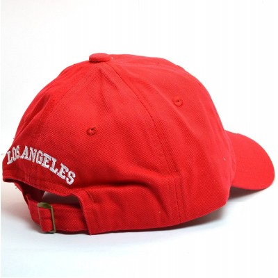 Baseball Caps LA Embroidered Polo Style Cotton Dad Hat Durable Baseball Cap AYO1120 - Red - C618CWYNIRD $16.33