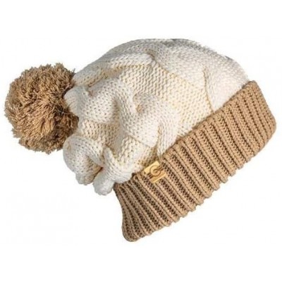 Skullies & Beanies Womens Aprés Pom Beanie - Cream Mocha - CN18R30HGGI $32.89