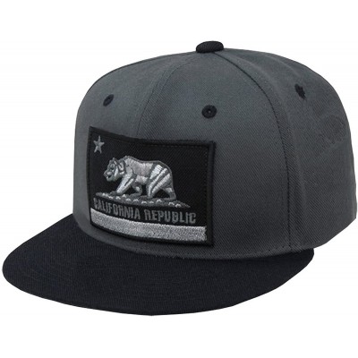 Baseball Caps California Republic Flag Flat Bill Snapback (Charcoal Grey/Black) - CG11H9P036H $18.43