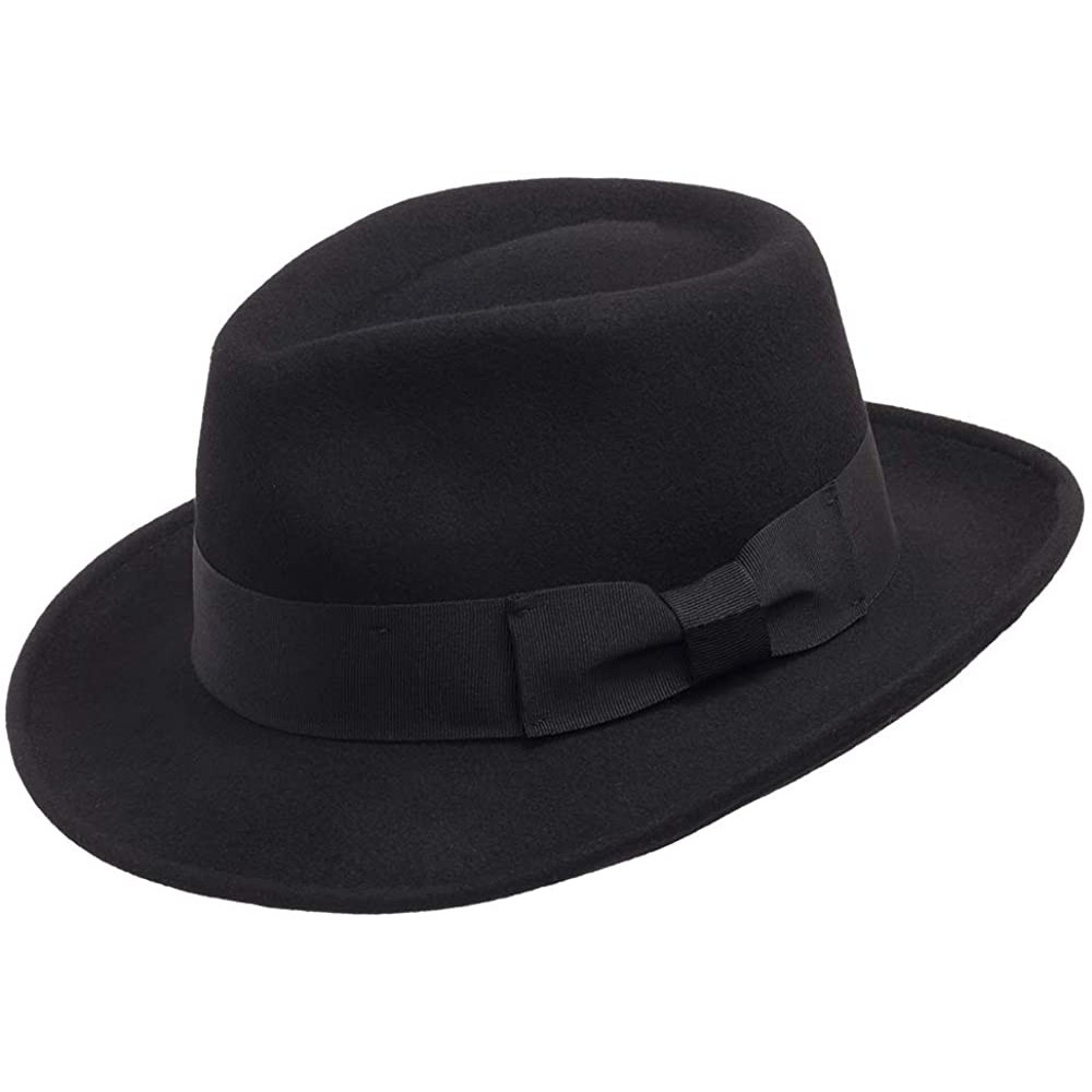 Fedoras Brooklyn Crushable Wool Felt Fedora Dress Hat - Black - C518N76TGG5 $44.47