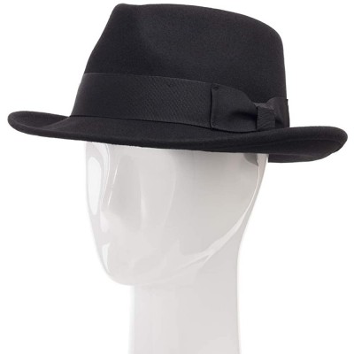 Fedoras Brooklyn Crushable Wool Felt Fedora Dress Hat - Black - C518N76TGG5 $44.47