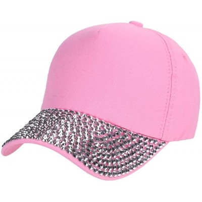 Sun Hats Womens Baseball Cap Rhinestone Paw Shaped Snapback Hat - Pink - C518EGMHU9X $7.93
