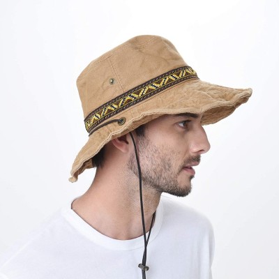 Sun Hats Boonie Bush Hat Aztec Pattern Wide Brim Side Snap KR8752 - Beige - CL184S08CRS $22.64