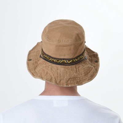 Sun Hats Boonie Bush Hat Aztec Pattern Wide Brim Side Snap KR8752 - Beige - CL184S08CRS $22.64