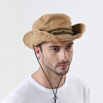 Sun Hats Boonie Bush Hat Aztec Pattern Wide Brim Side Snap KR8752 - Beige - CL184S08CRS $22.64