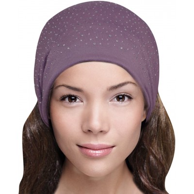 Cold Weather Headbands Sparkling Rhinestone and Dots Wide Elastic Headband - Purple - CY11CMTFCDT $11.78