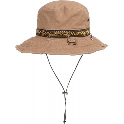 Sun Hats Boonie Bush Hat Aztec Pattern Wide Brim Side Snap KR8752 - Beige - CL184S08CRS $22.64