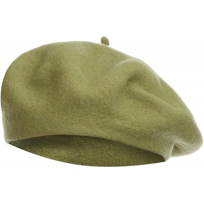Berets French Style Classic Solid Color Wool Berets Beanies Cap Hats - Light Green - CH1945O34DH $9.66