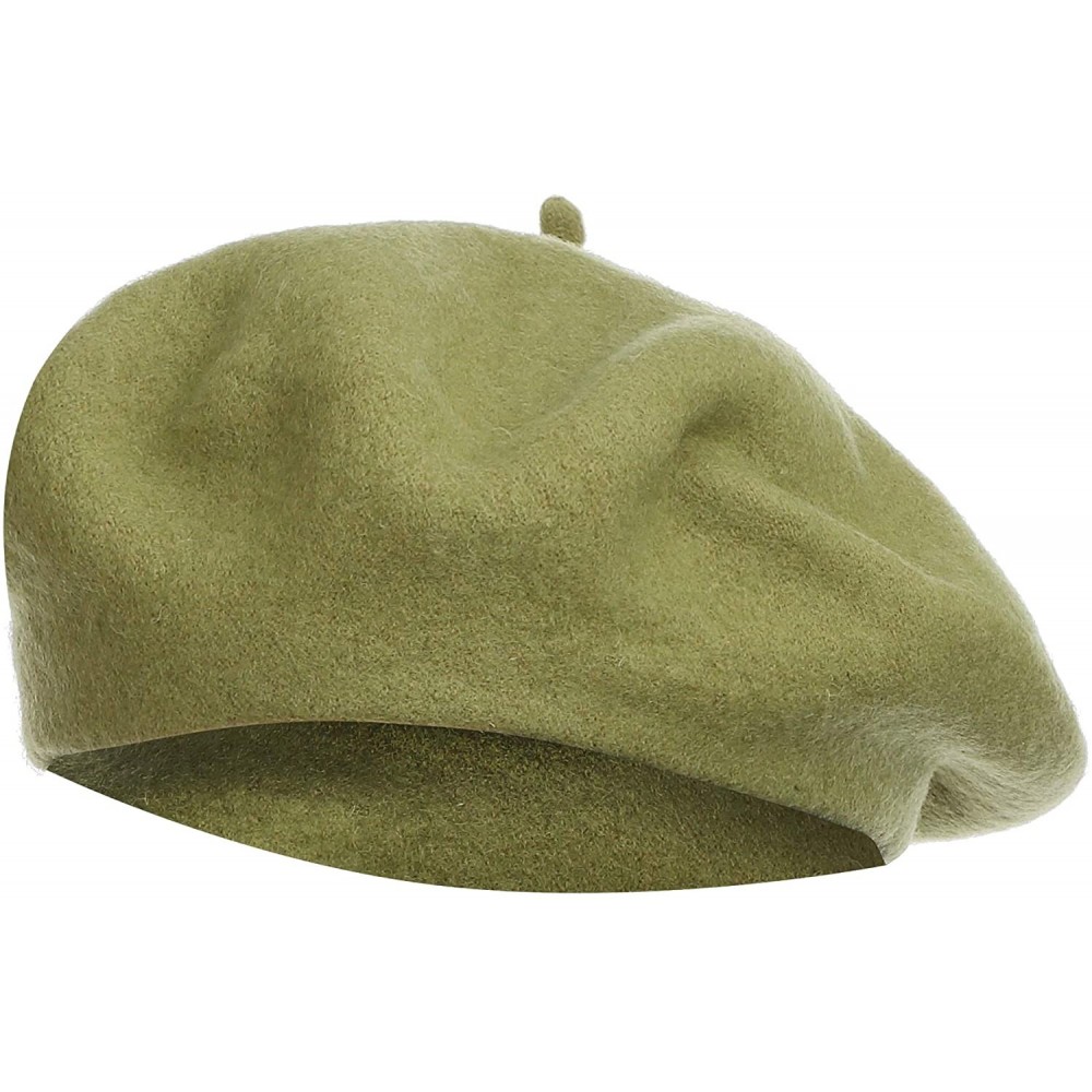 Berets French Style Classic Solid Color Wool Berets Beanies Cap Hats - Light Green - CH1945O34DH $9.66
