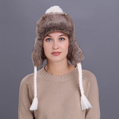 Skullies & Beanies Warm Women Winter Hat with Ear Flaps Snow Ski Thick Knit Wool Beanie Cap Hat - White - CE187NQ32UY $9.44