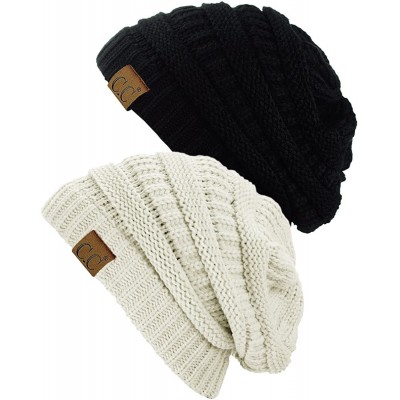 Skullies & Beanies Trendy Warm Chunky Soft Stretch Cable Knit Beanie Skully- 2 Pack - CD185UILNOW $17.05