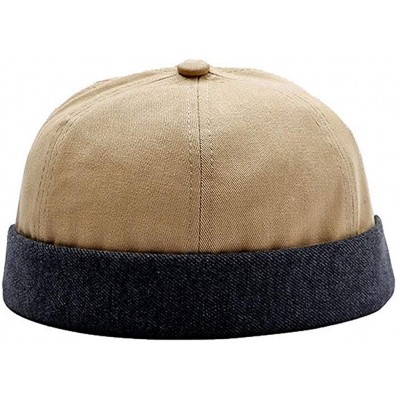 Skullies & Beanies Unisex Cotton Brimless Beanie Hat Adjustable Trendy Skull Cap Sailor Cap - Beige - CW18KDGIL85 $23.50