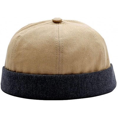 Skullies & Beanies Unisex Cotton Brimless Beanie Hat Adjustable Trendy Skull Cap Sailor Cap - Beige - CW18KDGIL85 $14.29