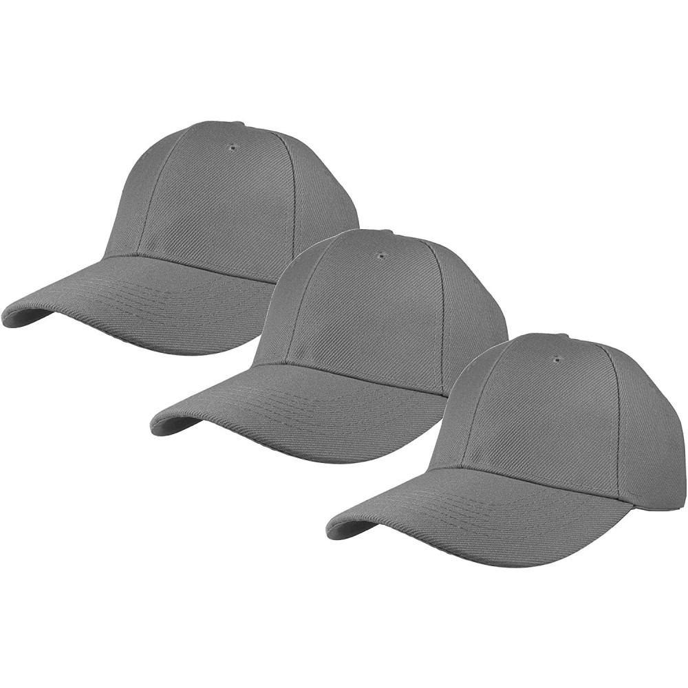 Baseball Caps Plain Baseball Cap Adjustable Back Strap 3 PC - Grey - CS18C5MWLH8 $8.04