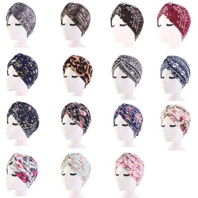 Skullies & Beanies Women's Cotton Turban Elastic Beanie Printing Sleep Bonnet Chemo Cap Hair Loss Hat - Navy003 - CH196OTKYY5...