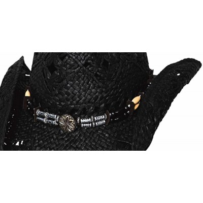 Cowboy Hats Montecarlo All Summer Long Woven Toyo Straw Western Hat Lg/xLg Black - C6110S543XT $43.34