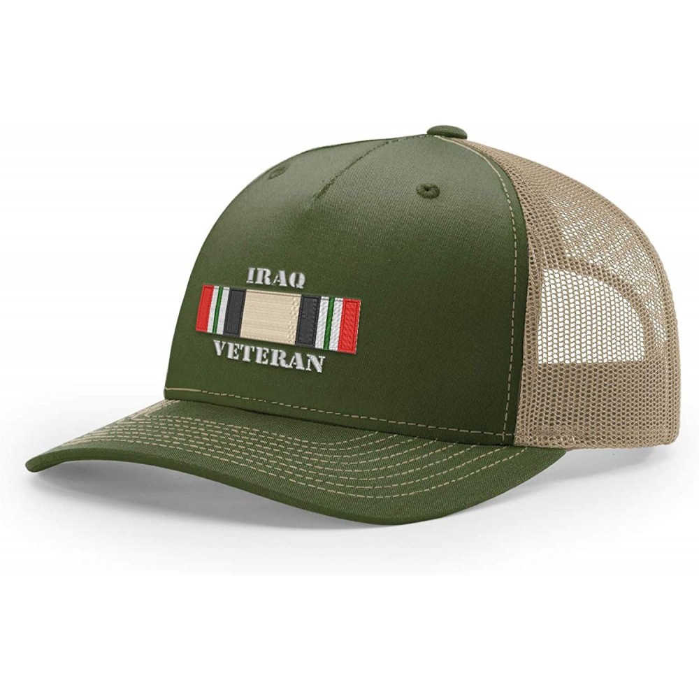 Baseball Caps Iraq Veteran Ribbon Embroidered Richardson Hat - 112fp Olive/Tan Trucker - CD18SW667CS $26.80