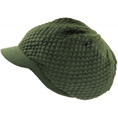 Skullies & Beanies Unisex Cotton Rasta Beanie Visor - Olive Green - C118THH6YZZ $19.74