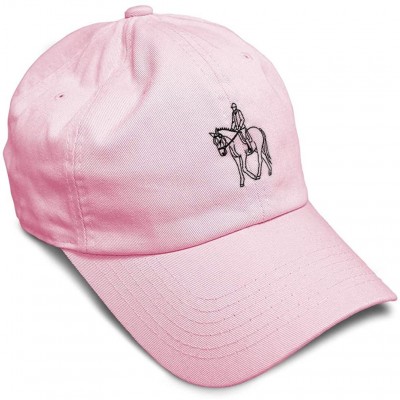 Baseball Caps Custom Soft Baseball Cap Equestrian Outline Embroidery Dad Hats for Men & Women - Soft Pink - CV18SKR7HO5 $16.66