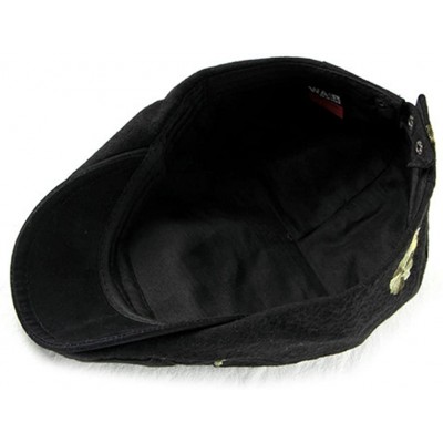 Newsboy Caps Womens Linen Adjustable Floral Embroidery Ivy Newsboy Cabbie Gatsby Sun Hat Cap - Black - CH18E30UCSY $13.37